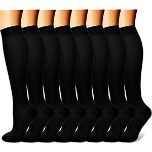 CHARMKING Compression Socks for Women & Men (7 Pairs) 15-20 mmHg Graduated Copper Support Socks are Best for Pregnant, Nurses - Boost Performance, Circulation, Knee High & Wide Calf (S/M, Black)