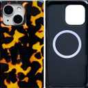 Tortoise Shell Strong Magnetic Rectangle Case for iPhone 15 6.1"[Compatible with MagSafe] Retro Amber Vintage Turtle Leopard Aesthetic Cool Protective Cover for iPhone 15 6.1in