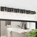 IZORRO Bathroom Vanity Light Fixture, 6-Light 46 Inch Matte Black Bathroom Light Fixtures Over Mirror, with Clear Glass Shade, Modern Farmhouse Vanity Lights, Rustic Restroom Lighting Fixtures