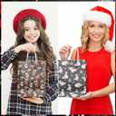 Maitys 24 Pcs Black Christmas Gift Bags with Handles Retro Santa Snowman Elk Black and White Buffalo Plaid Treat Goodie Kraft Reusable Paper Bags for Wedding Christmas Winter Birthday Party Favors