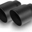 LCGP 3" Inlet Universal Exhaust Tip, 4" Outlet - 5" Long, Black Double Wall Angle Cut 2 Pack