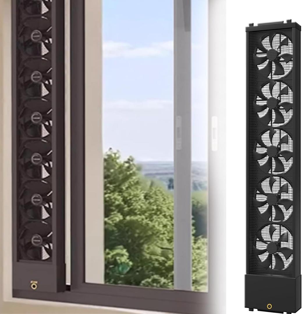 Vertical Window Fan, No Drilling Required Installation Window Exhaust Fan, Adjustable Wind Speed Window Ventilation fans, 1.97 IN Retractable, for Bedroom Bathroom Kitchen Office, 80~85cm/31.5~33.5in