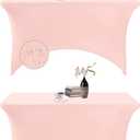 2Pack Spandex Waterproof Table Covers 4ftSpandex 4ft Waterproof Table Cover for Party,Wedding, Banquet, and Events(Blush Pink) (48"x30"(Rectangular)2PACK)