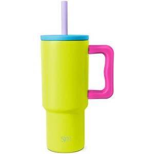 Simple Modern Kids 24 oz Tumbler with Handle and Silicone Straw Lid | Spill Proof and Leak Resistant | Reusable Stainless Steel Bottle | Gift for Kids Boys Girls | Trek Collection | Paradise Bay Mix