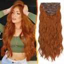 BARSDAR Ginger Copper Clip in Hair Extensions - 20 Inch 5PCs Full Head Wavy Clip in Hair Extensions for Women - Voluminous Thick Soft Synthetic Hairpieces Daily Party Halloween- Ginger Copper