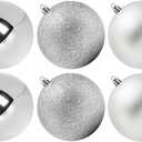 Extra Large Size Outdoor Christmas Ornaments, Oversized Huge Big Shatterproof Xmas Christmas Plastic Balls for Outside Lawn Yard Tree Hanging Decorations (4"/100mm, Silver, 6 Packs)