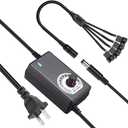 Delinx 36W 12V PC Fan Power Supply,4 Cooling Fan Speed Controller,100-240vAC to 3-12vDC Adjustable 3A Power Adapter,with Fan Splitter Cable,DC Female to 4 x 3/4 Pin, Multi-Functional