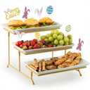 YHOSSEUN 3 Tier Serving Tray with Serving Stand, Serving Dishes for Entertaining, Tiered Serving Tray for Mother's Day, Suitable for Dessert Table Display Set Catering Supplies, 12 inch Gold (11.7" x 15.9" x 9.1")