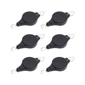 Black Plastic Round Indoor/Outdoor Plant Pulley Hanger with Adjustable Height and Easy Reach Design