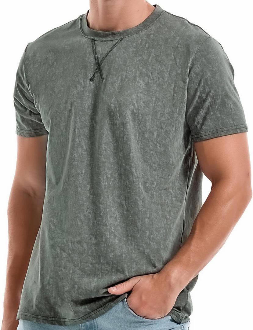 KLIEGOU Men's T-Shirts - Premium Cotton Crew Neck Tees (XX-Large, 2166 Dark Grey)