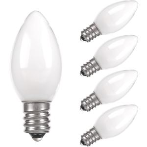 C7 Candelabra Led Light Bulbs, Small Night Light Bulb, 0.6 Watt Equivalent 7W Incandescent, E12 120V Lamp, Warm White 2700K Nightlight Replacement Bulb for Window Candle & Chandeliers, 5 Pack