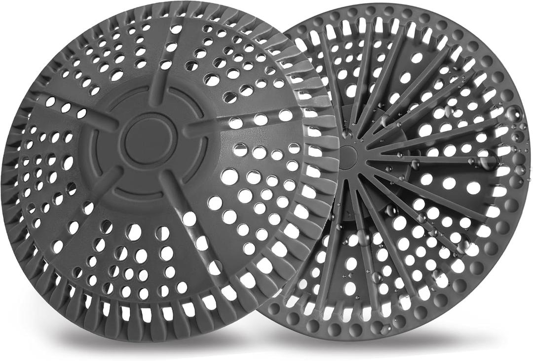 Shower Drain Hair Catcher, 2 Pack 5.5in Shower Hair Catcher Large Premium Silicone Drain Protector Strainer, Shower Drain Cover for Shower Room, Floor Drain, Bathroom Sink, Dark Grey (5.5 x 5.5 x 0.2 in)