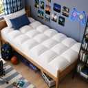 ELEMUSE Twin Mattress Topper for Back Pain, Extra Thick Mattress Pad Cover, Plush Soft Pillowtop with Elastic Deep Pocket, Overfilled Down Alternative Filling (White)