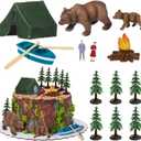RAYNAG 13 Pieces Camping Cake Topper Camping Party Decoration With Tent Bonfire Tree Bear People Boat Camping Cake Decoration for Kids Adults Camper Forest Woodland Theme Happy Birthday Party Supplies