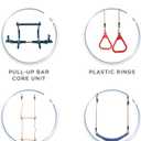 Gym1 Indoor Doorway Gym Set - Sensory Swing & Grip Rings - Adjustable Door Frame Pull-Up Bar for Kids & Adults - Door Frame Jungle Gym with Agility Ladder - 4-Piece, Blue