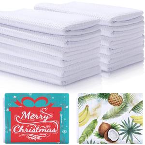 Breling Sublimation Kitchen Towel Blanks 16 x 24Inch, Microfiber Waffle Weave Sublimation Tea Towels Fast Drying Absorbent for Home Kitchen Gifts(48 Pieces)