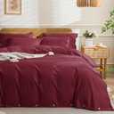JELLYMONI Cotton Duvet Cover Cal King Size - Burgundy Comforter Cover with Button 100% Washed Cotton 3PCS Breathable Soft Solid Bedding Set Duvet Cover 10498in & 2 Pillowcases (NO Comforter)