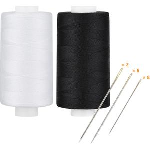 Simthread All Purpose Thread Polyester 400 Yards Each (1 White 1 Black)