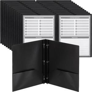 Mr. Pen- Black Plastic Folders with Pockets and Prongs, 24 Pack, Letter Size, Black Flexible Plastic Folders with Prongs, Clear Front Pocket and Card Slot (Black + Organizational Sheets)