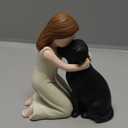 Hensonever Love My Black Dog Figurines Statues, Black Dog Angel Friendship Remembrance Gifts, Sculpted Hand-Painted Figures for Dog Lovers
