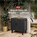 Keter Velo 30 Gallon Outdoor Storage Cabinet, Weather-Resistant Resin Deck Box with Steel Reinforcement, Lockable, Wood-Look Finish, Graphite