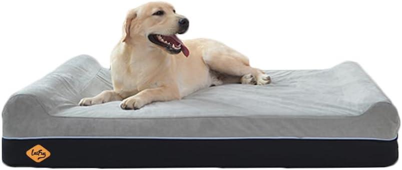 Laifug Orthopedic Dog Beds for Large Dogs,7" Memory Foam Dog Beds,Durable Water Proof Liner Removable and Washable, Nonskid Bottom, Slate Grey 50"x36"x7"