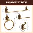 Zonon 5 Pieces Antique Brass Bathroom Hardware Accessories Set Vintage Towel Rack Toilet Paper Holder Towel Ring Robe Hook Wall Mounted for Bathroom Toilet Kitchen(Elegant)