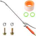 All Metal 29 Inches Sprayer Wand,Suitable for 1/2" & 3/8" Hose Quick Connectors, 1/4" & 3/8" Brass Barb Sprayer Wand Replacement Built-in Shut Valve Stainless Steel Spray Wand, w/Hose Connector