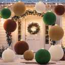 Jenaai 12 Pcs Giant Neutral Inflatable Velvet Christmas Ball Ornaments 9, 12, 16 Inch Large Xmas Inflatable Balls Blow up Flocked Christmas Ornaments for Holiday Outdoor Indoor Lawn Porch Decor