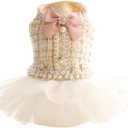 AZA Dog Princess Dresses for Small Dogs Lolita Clothes Lace Tweed Costume Pet Girl Cute Coat Outfits Fall Costumes (Small,White)