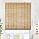 LazBlinds Cordless Bamboo Blinds, Roll Up Shades for Windows, Light Filtering Hanging Window Blinds, Bamboo Shades for Patio Indoor/Outdoor Porch, 27'' W x 48'' H, Natural