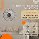 26"X25" Large Metal Wall Clock for Living Room Decor, Silent Battery Operated Asymmetric Bauhaus Clock, Minimalist Black Grey Geometric Iron Art Clock with Wooden Hands for Kitchen Bedroom Dining Room