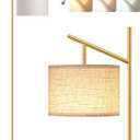 EDISHINE 64.7" Modern Minimalist Floor Lamps for Living Room with 3 Color Temperatures Bulb & Adjustable Linen Shade, Foot Pedal Switch, Tall Standing Lamp for Bedroom Office, Gold
