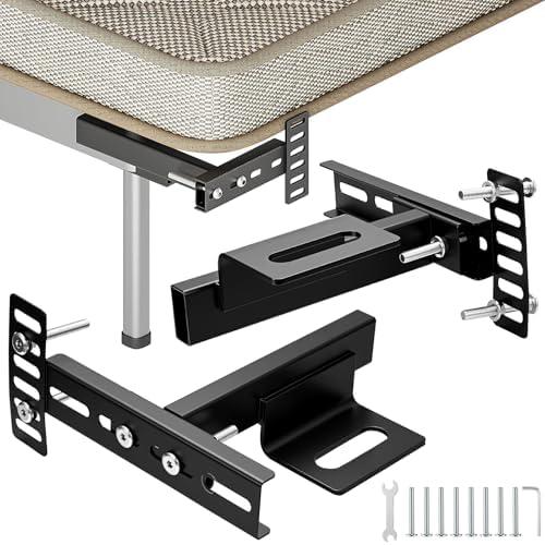 Otoolling Adjustable Headboard Brackets for Metal Bed Frame, Universal Metal Bed Frame Wall Mounting Brackets for Headboard with Footboard Extension Kit for Twin Full Queen King, Matte Black 2 Packs