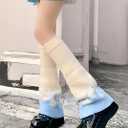 Leoparts Women's Y2K Leg Warmer Knitted Flared Flame Print Leg Sleeves Knee High Japanese Kawaii Streetwear Leg Cover