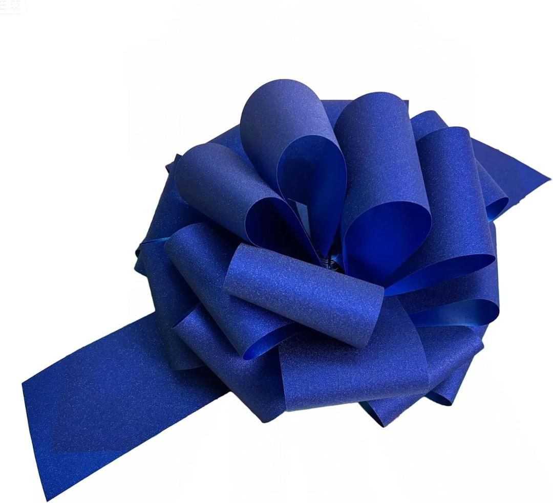 Big Glitter Blue Bow for Gift, Bike, Car, Table(10 inch, 2 Pack) - Large Gift Bow for Graduation, Birthday, Party.