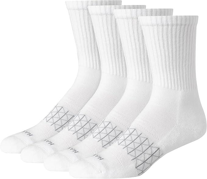 Hanes Men's Socks, Absolute Comfort Cushioned Moisture-wicking Seamless Toe, 4 Pack, Ankle, Crew and Heel Shield Socks, 6-12