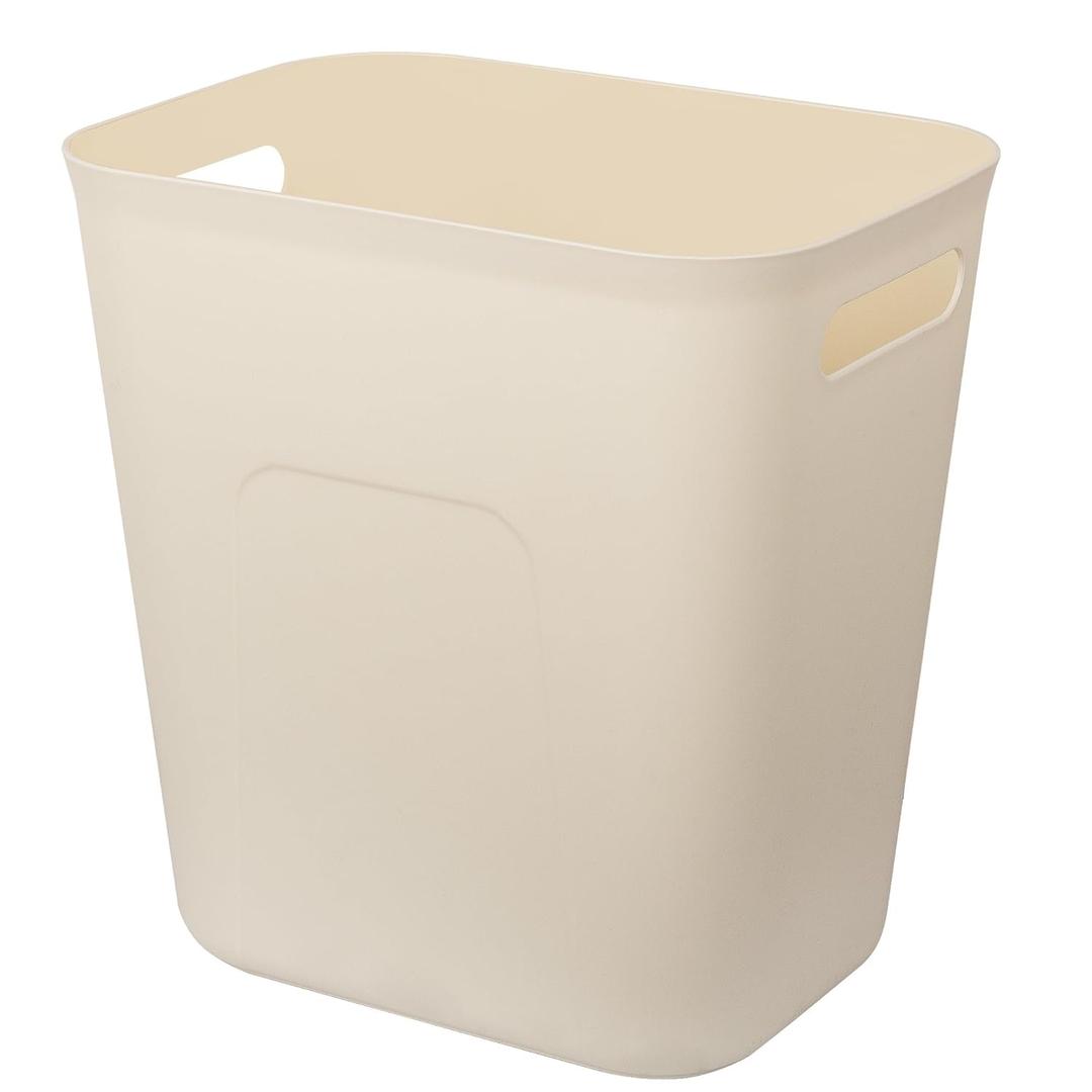 UUJOLY Plastic Small Trash Can Wastebasket, Garbage Container Basket for Bathrooms, Laundry Room, Kitchens, Offices, Kids Rooms, Dorms, 3.5 Gallon, Beige