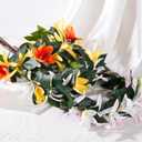 3 x Tropical Flower Crown Headband, Yellow Hawaiian Floral Headpiece, Artificial Summer Hawaii Hair Accessories for Women Girls Hawaiian Party Costume Beach Pool Vacation Photo Props