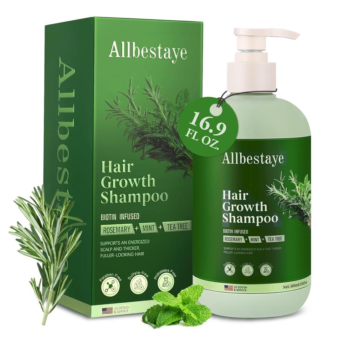 2 x Rosemary Shampoo for Hair Growth with Biotin for Thinning Hair for Women & Men, Rosemary Hair Growth Shampoo with Mint & Tea Tree Oil, Strengthening & Regrowth Formula for Hair Loss 16.9 oz