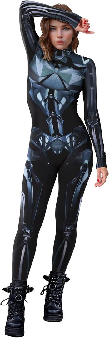 FEOYA Womens Tactical Jumpsuit Costume Armor Cosplay Halloween Catsuit Fantasy Womens Bodysuit Halloween Costume M FEOYA Womens Tactical Jumpsuit Costume Armor Cosplay Halloween Catsuit Fantasy Womens Bodysuit Halloween Costume M