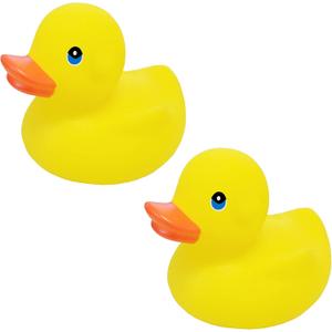 Yellow Rubber Duck Toy Duckies for Kids, Bath Birthday Gifts Baby Showers Classroom Incentives, Summer Beach and Pool Activity, 3" Inch (2-Pack)