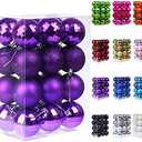 Emopeak 48Pcs Christmas Balls Ornaments for Xmas Christmas Tree - 4 Style Shatterproof Christmas Tree Decorations Hanging Ball for Holiday Wedding Party Decoration (Purple, 1.6"/4.2CM)