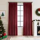 Pinch Pleat Burgundy Velvet Curtains 90 inches Long 2 Panel Thermal Insulated Triple Pleated Red Blackout Velvet Drapes Room Darkening Thick Luxury Modern Elegant Red Christmas Living Room Curtain, 40"W x 90"L (Pack of 2) Burgundy 