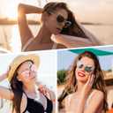 GQUEEN Trendy Oversized Sunglasses for Women Polarized Cat Eye Cute UV400 Protection (Trendy Gold Frame/Blue Mirrored Lens)