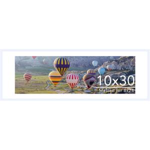 JCJMY 10x30 Picture Frame with 8x24 Mat, Display Photo 8x24 with Mat or 10 x 30 Without Mat, Wall Hanging Large 10 by 30 Poster Frame with Plexiglass, White