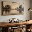 Large Framed Neutral Landscape Wall Art, Country Riverside Canvas Print, 32"LX16"W
