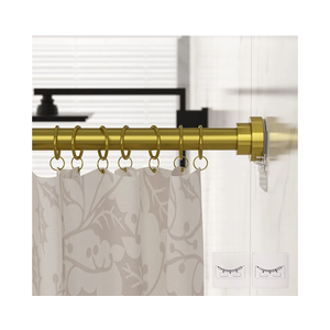 Samstar Gold Shower Curtain Rod,32-83 Inches(2.6-6.9ft),Adjustable Spring Tension Rod No Drilling,with 2 Free Anti-Slip Holder,for Bathroom Window Living Room,Gold