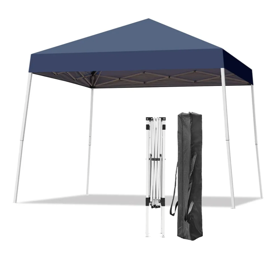 Canopy Tent, 10X10 FT Pop Up Canopy Outdoor Instant Tent Slant Legs with Carrying Bag, Portable Gazebo Shelter for Patio Deck Garden and Beach - 8X8 FT Canopy Cover (Dark Blue)