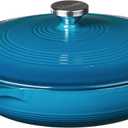 Lodge 3.6 Quart Enameled Cast Iron Casserole with Lid  Dual Handles  Oven Safe up to 500 F or on Stovetop - Use to Marinate, Cook, Bake, Refrigerate and Serve  Cornflower Blue